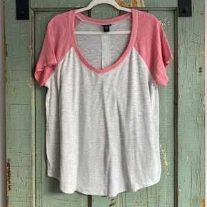 Torrid V-Neck Tee Light Flowy Summer Baseball Colorblock